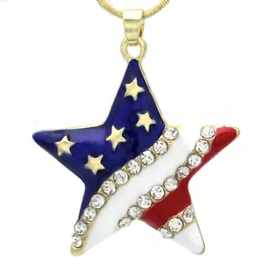 Collar Colgante Patriótico 4 de Julio Día de la Independencia de las Estrellas con Bandera Americana de los Estados Unidos - Imagen 1 de 3