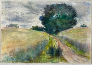 ::FRANZ EHMKE *1928 -2018 BERLIN LÜBARS BAUM FELDER WEG WARM PASTELL SIGNIERT  - Bild 1 von 5