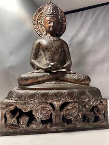 Estatua de Buda Gautama de bronce de latón vintage, escultura de Buda sentado, meditación - Imagen 1 de 10
