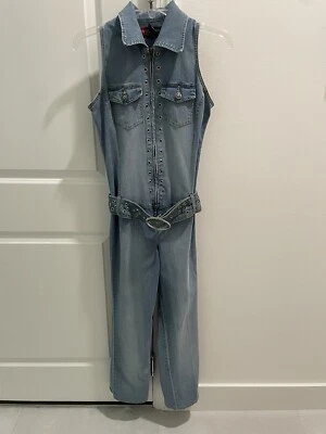 Mono sin mangas de mezclilla Y2k Younique con cremallera años 2000’s cinturón circular para mujer pequeño Foto 1 de 4