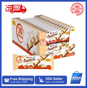 Italian Kinder Bueno WHITE Chocolate Bars - Pack OF 30 - 2 Bars/pack, Limited - Picture 1 of 10