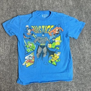 Justice League America DC Comics Original Graphic Blue Shirt Size Kids Medium M - Picture 1 of 6