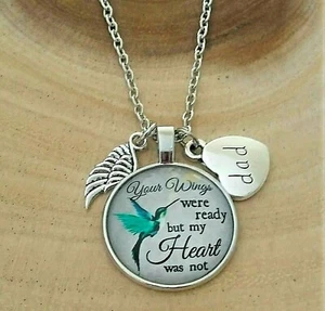 Dad Father Memorial Loss Angel Wings Silver Charm Pendant Necklace - Picture 1 of 3