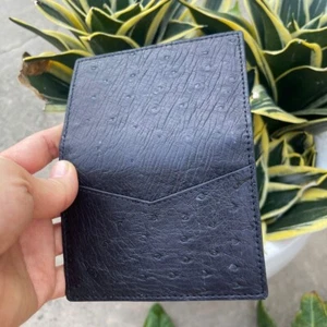 Black OSTRICH GENUINE LEATHER SKIN CREDIT CARD HOLDER/ WALLET CARD/ CARD HOLDER - Picture 1 of 11
