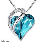 Collier pendentif femme argent amour cœur lac bleu zircon cadeaux Saint-Valentin