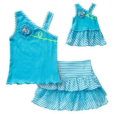 Dollie & Me Girl 4-14 and Doll Matching Blue Tank Scooter Outfit American Girls - Image 1 of 2