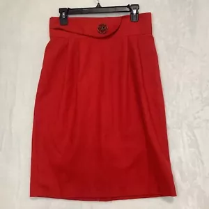 Vintage Wool Ilyza Skirt with Medallion Brooch Kick Pleats Rear Zipper - Picture 1 of 8