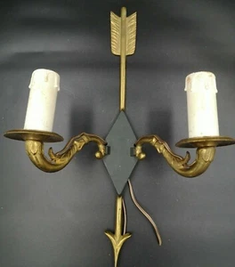 FRENCH BRONZE WALL LAMP SCONCE ARROW EMPIRE STYLE - Picture 1 of 5