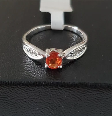 Red Sapphire and Topaz Sterling Silver Ring - Image 1 of 4
