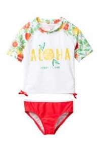 Tommy Bahama 6X Girl's 2 Pc Aloha Short Sleeve Tankini Set Swimsuit Rashguard - Picture 1 of 1