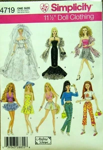 SIMPLICITY PATTERN 4719 BARBIE DOLL CLOTHES BRIDE 11 1/2" FASHION DOLL UNCUT - Picture 1 of 2
