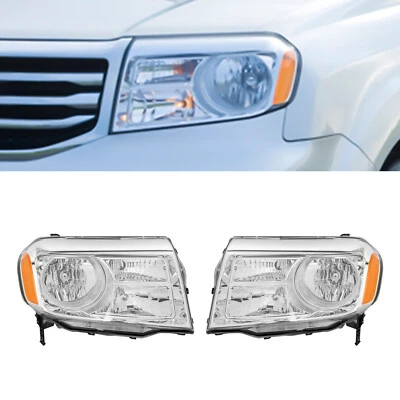 Headlights For 2012-2015 Honda Pilot Halogen Chrome Clear Driver+Passenger Side Foto 1 de 4