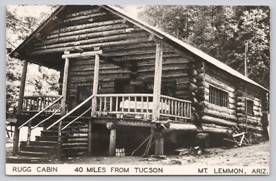 Mount Lemmon Arizona, Rugg Log Cabin, 1950 RPPC AZ Postcard  - Image 1 of 2