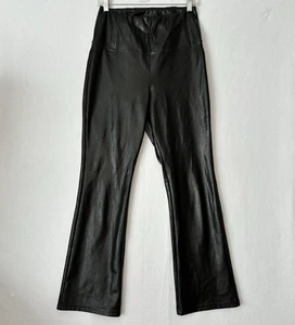 Aritzia Wilfred Free Faux Leather Pull On Mini Flare Leg Pants Size L Black - Picture 1 of 11