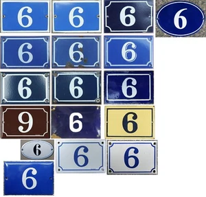 Old blue French house number 6 or 9 door wall plaque plate enamel sign - pick - Picture 1 of 15