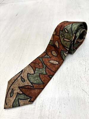 Corbata vintage Stafford Executive ladrillo/verde toda seda abstracta/floral EE. UU. Foto 1 de 4