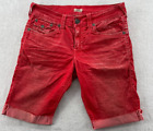 True Religion MENS SHORTS Sz 32 RICKY Relaxed Fit CORDUROY Faded Red