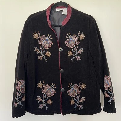 Chaqueta Bordada Vintage Blanca Ciervo Chenille Floral Inspirada en Asia-Talla Mediana Foto 1 de 4