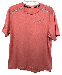 Nike Running Mens Dri Fit T Shirt Heather Red Large Logo Short Sleeve - Picture 1 of 14
