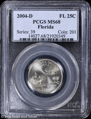 2004-D 25C Florida State Quarter PCGS MS 68 | Uncirculated UNC BU - Image 1 of 4