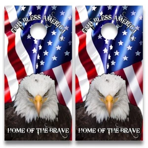 Cornhole Board Wraps Qty. two 24" x 48" God Bless America, Home of the Brave - Picture 1 of 5