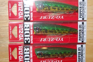 3 lures yo zuri 3db 3d prism popper bass topwater 3" 3/8oz frog r1101-pf - Picture 1 of 5