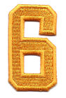 CHIFFRES - Numéro jaune doré "6" (1 7/8") - Applique/numéros brodée à repasser