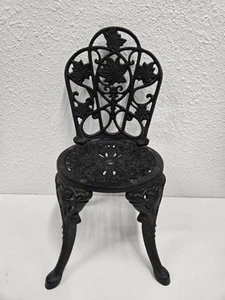 Vintage Black Cast Iron Doll Chair/Plant Stand~13" - Picture 1 of 14