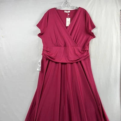 Vestido Koh Koh Para Mujer Talla 3X Rosa Magenta Maxi Pullover Fluido Acampanado Manga Corta Foto 1 de 4