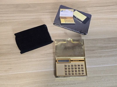 Calculator And Name Card Holder With Case And Box. Gold-brass Colour. Stylish.  - Image 1 of 4