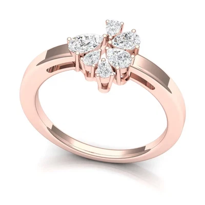 925 Sterling Silver Pear Cut Lab Grown Diamond Band Ring, Handmade Gift For Her - Image 1 of 4