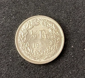 Suiza 1964 1/2 franco 0,8350 plata ASW 0,0671 OZ envío gratuito - Imagen 1 de 2