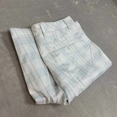 Pantalones Cortos de Golf Bolle Para Hombre 36 Blanco A Cuadros Frente Plano Rendimiento Chino Tech Foto 1 de 4