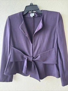 Chaqueta de ciruela Armani Collezioni para mujer con lazo de seda talla 8 COMO NUEVA - Imagen 1 de 9
