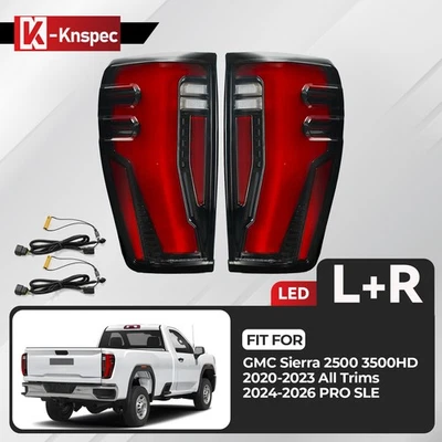 For 2020-2026 GMC SIERRA 2500 3500 Upgrade LED Tail Light Pair Black Left+Right Foto 1 de 4