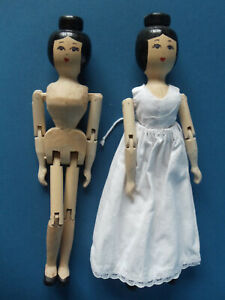 TWO Peg Wooden Jointed Dolls by Mary Carson