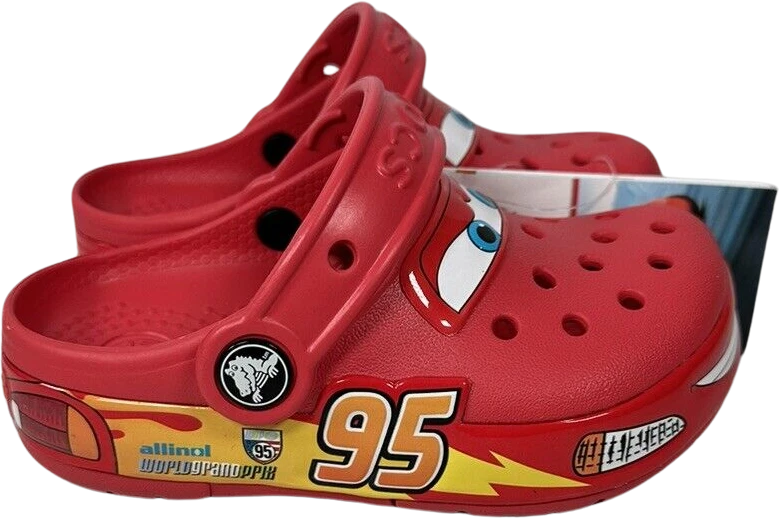 Crocs 209382-610 Classic Clog Lightning McQueen (Size 10C, Red)