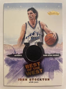 2001-02 Fleer Best of the West John Stockton Game Worn Jersey Patch Jazz - Picture 1 of 2