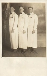 Real Photo 3 Men Restaurant Waiters Vintage Postcard - Picture 1 of 2