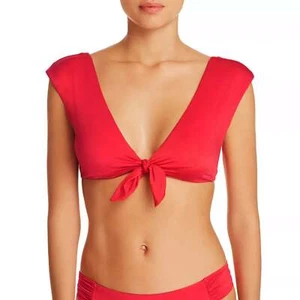 NWT Trina Turk Women's Getaway Tie Front Solids Cap Sleeve Swim Bikini Top  6-10 - Picture 1 of 5