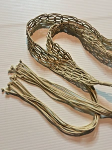 Vintage 70s Cotton Macrame Braided Crochet Hippy Boho Hippie Tie Belt Natural OS - Picture 1 of 7