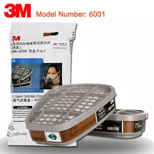 2/4PCS 3M 6001CN Organic Vapor Respirator Filter Cartridge Face Gas Mask - Picture 1 of 8