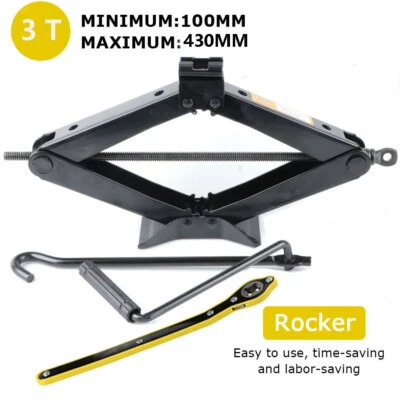 3 Ton Scissor Jack Car Van Wind Up Tyre Lift With Chrome Crank Handle Emergency - image 1 of 4