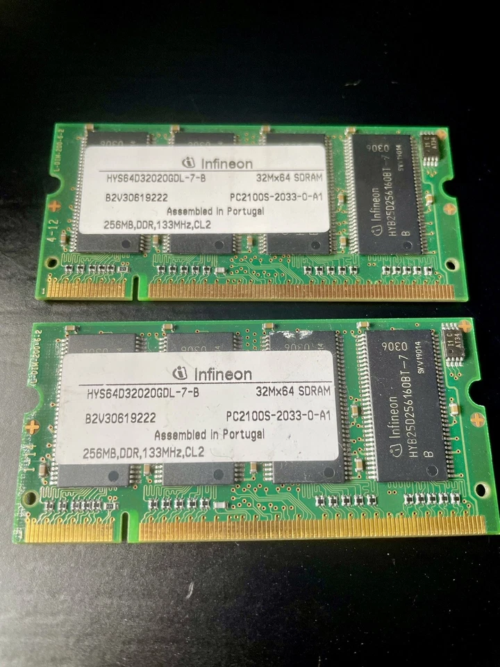 Infineon HYS64D32020GDL-7-B 32MX64 SDRAM 2x256MB DDR-133 PC-2100 RAM Memoria 512 Foto 1 de 1