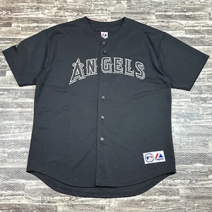 RARE Majestic MLB Anaheim Angels Mens Black Short Sleeve Jersey Size 54 VINTAGE - Picture 1 of 13