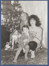 Beautiful Women with a child near the Christmas tree. Soviet Vintage Photo USSR