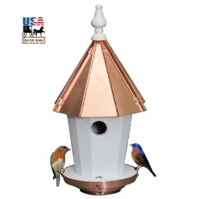 CASA BLUEBIRD 19" - Tapa redonda de cobre Blue Birdhouse Amish hecha a mano EE. UU. Foto 1 de 4