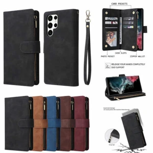 Flip Leather Card Wallet Stand Phone Case For Samsung S22 S21 S20 FE S10 S9 S8 - Picture 1 of 17