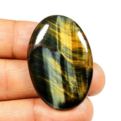 Elegant~ Blue Tiger Eye Gemstone 37x28mm Oval Shape Natural Cabochon Loose #9850 - Image 1 of 4