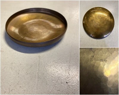 PIATTO RAME MARTELLATO DESIGN "Gallinaro" CENTROTAVOLA CACHEPOT ø 39 cm ANNI '50 - Immagine 1 di 4